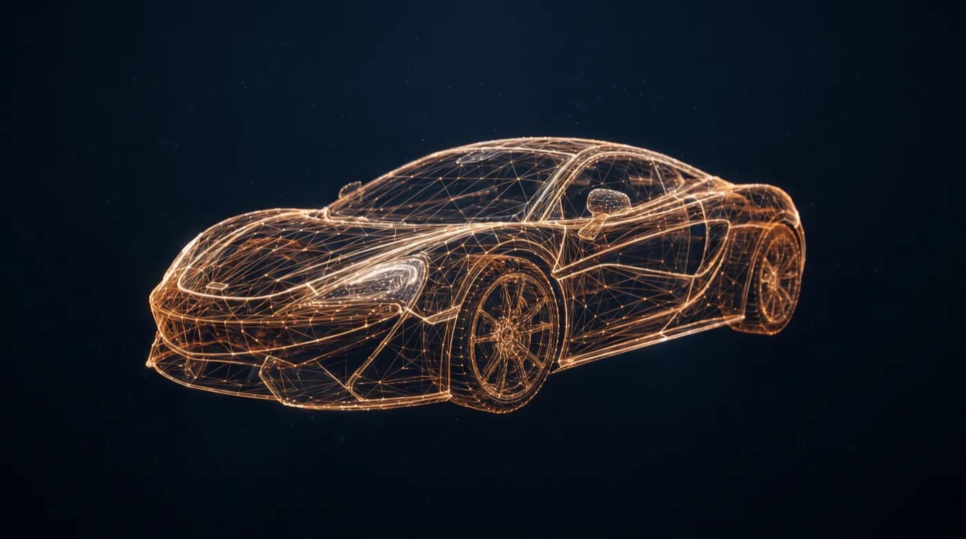 Automotive und Zulieferer — abstrakte KI-Visualisierung, Cognuro
